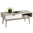 Costway Engineered Wood Coffee Table with Drawer and Storage Shelf in Oak