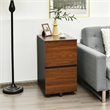 Costway 2-drawer P2 Engineered Wood Rolling Mobile Filing Cabinet in Brown