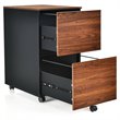 Costway 2-drawer P2 Engineered Wood Rolling Mobile Filing Cabinet in Brown