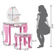 Costway Wooden Kids Vanity Makeup Dressing Table Chair Set in White/Pink