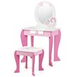 Costway Wooden Kids Vanity Makeup Dressing Table Chair Set in White/Pink