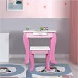 Costway Wooden Kids Vanity Makeup Dressing Table Chair Set in White/Pink