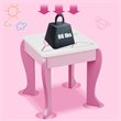 Costway Wooden Kids Vanity Makeup Dressing Table Chair Set in White/Pink