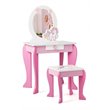 Costway Wooden Kids Vanity Makeup Dressing Table Chair Set in White/Pink