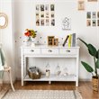 Costway Entryway Sofa Side Console Table with 3 Drawers Bottom Shelf in White