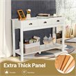 Costway Entryway Sofa Side Console Table with 3 Drawers Bottom Shelf in White