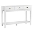 Costway Entryway Sofa Side Console Table with 3 Drawers Bottom Shelf in White