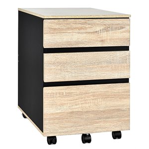 Costway 3-drawer P2 Engineered Wood Vertical Mobile Filling Cabinet in Natural