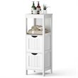 Costway Floor Cabinet Multifunction Bathroom Storage Organizer Rack in White