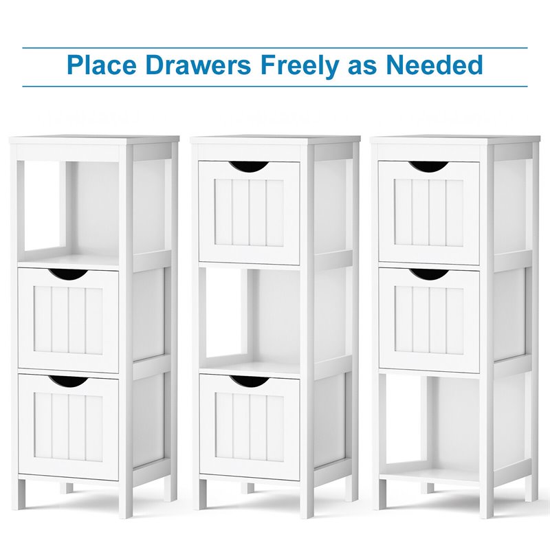 Costway Floor Cabinet Multifunction Bathroom Storage Organizer Rack in White