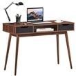 Costway Contemporary Engineered Wood Computer Desk with Drawers in Walnut
