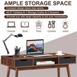 Costway Contemporary Engineered Wood Computer Desk with Drawers in Walnut
