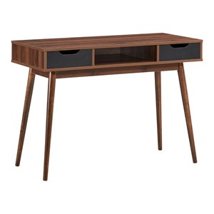Costway Contemporary Engineered Wood Computer Desk with Drawers in Walnut