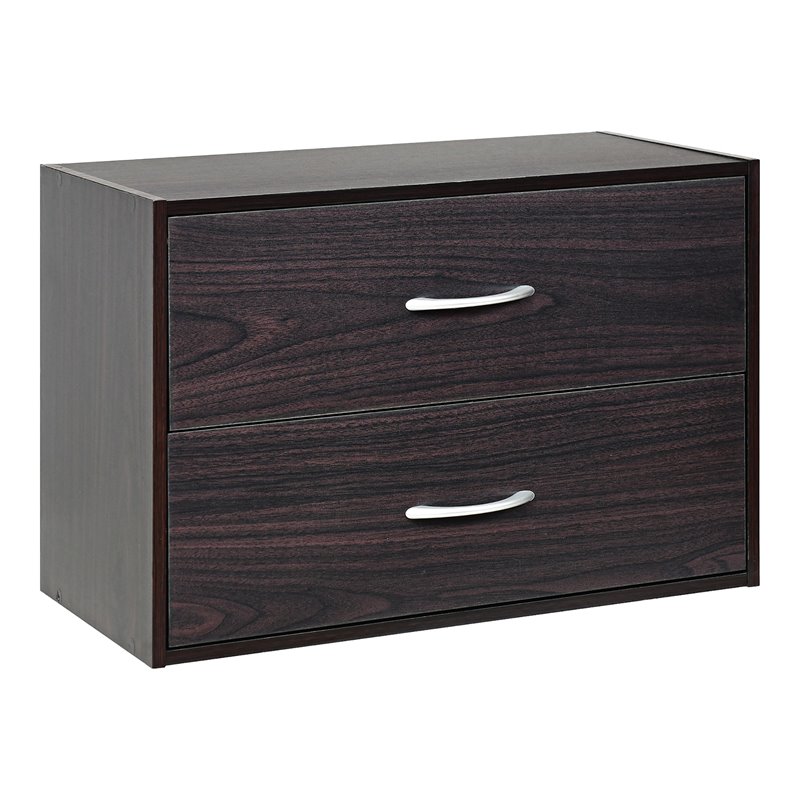 Costway 2-Drawer Stackable Organizer Storage Cabinet Dresser Chest in Espresso