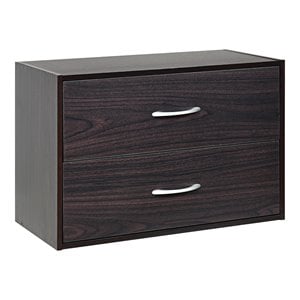 Costway 2-Drawer Stackable Organizer Storage Cabinet Dresser Chest in Espresso