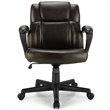 Costway Faux Leather Adjustable Executive Office Chair with Armrest in Brown