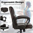 Costway Faux Leather Adjustable Executive Office Chair with Armrest in Brown