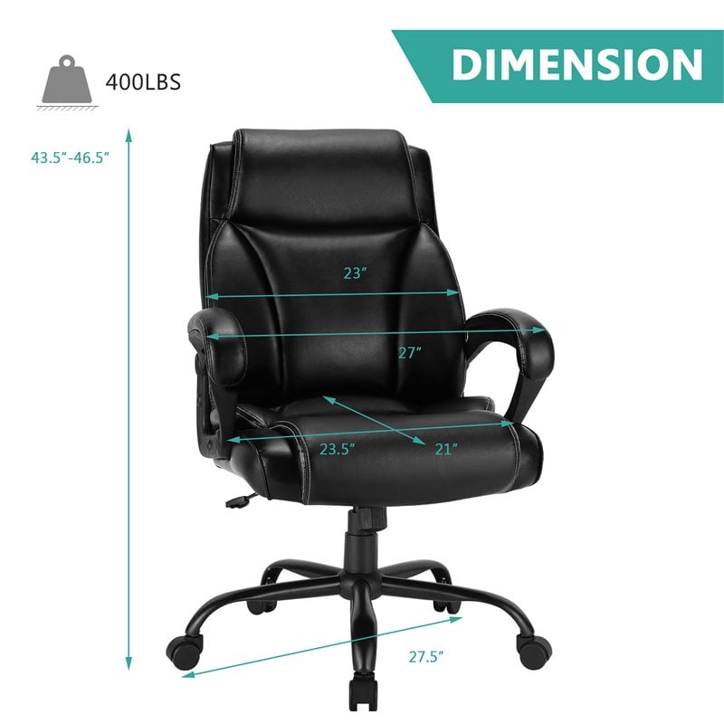 Costway PU and PVC Adjustable High Back 400 lbs Office Chair in Black