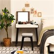 Costway Vanity Set with Table & Dressing Makeup Study Padded Stool in Brown