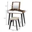 Costway Vanity Set with Table & Dressing Makeup Study Padded Stool in Brown