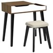 Costway Vanity Set with Table & Dressing Makeup Study Padded Stool in Brown