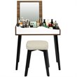 Costway Vanity Set with Table & Dressing Makeup Study Padded Stool in Brown