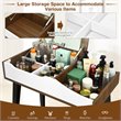 Costway Vanity Set with Table & Dressing Makeup Study Padded Stool in Brown