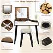 Costway Vanity Set with Table & Dressing Makeup Study Padded Stool in Brown