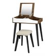 Costway Vanity Set with Table & Dressing Makeup Study Padded Stool in Brown