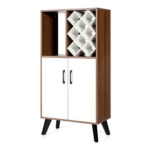 Costway Wooden Bar Cabinet Buffet Sideboard Storage Cupboard in Walnut/White