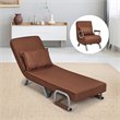 Costway Sponge Folding 5-position Convertible Sleeper Bed with Pillow in Coffee