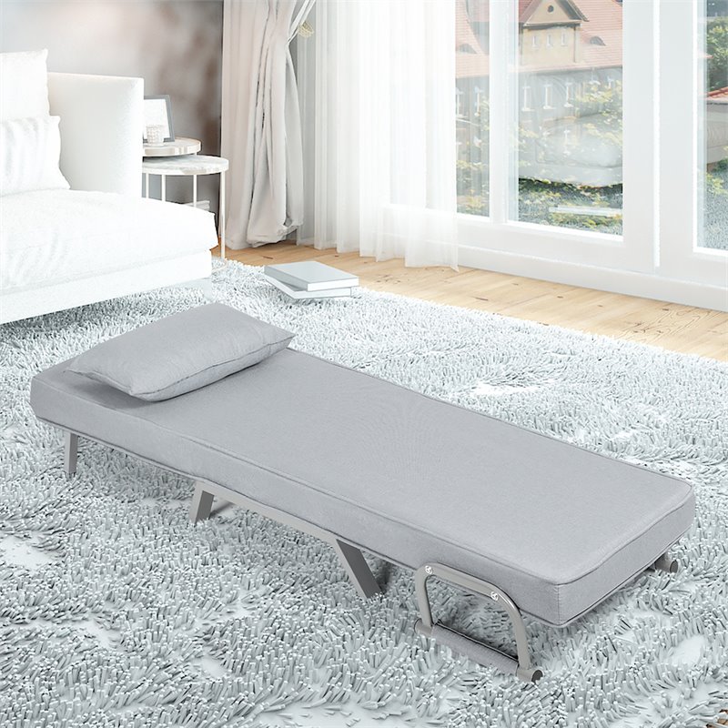 Costway Sponge Folding 5-position Convertible Sleeper Bed with Pillow in Gray