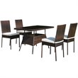 Costway 5-piece Rattan and Steel Patio Dining Set with High Back Chair in Brown