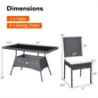 Costway 5-piece Rattan and Steel Patio Dining Set with High Back Chair in Brown