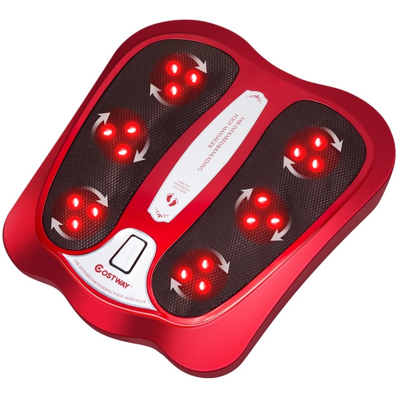 Costway Contemporary Plastic Foot Massager with Rotating Massage Heads in Red