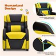 Costway Headrest & Footrest PU Leather Kids Youth Gaming Sofa Recliner in Yellow