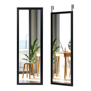 Costway Full Length Wall Mounted Decor Wood Frame Hanging Door Mirror in Black