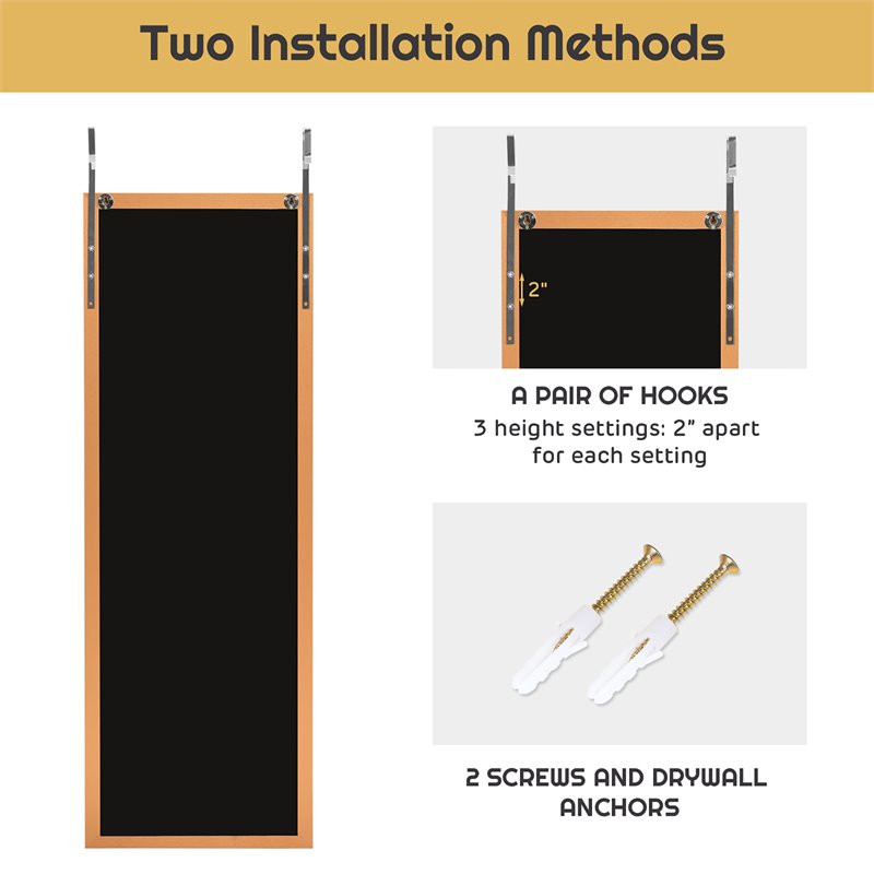 Costway Full Length Wall Mounted Decor Wood Frame Hanging Door Mirror in Gold