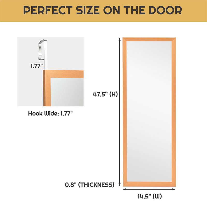 Costway Full Length Wall Mounted Decor Wood Frame Hanging Door Mirror in Gold