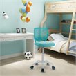 Costway Sponge Adjustable Mid Back Swivel Armless Office Chair in Turquoise