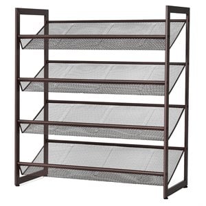 Costway 4-Tier Shoe Rack Adjust to Flat Slant Shoe Organizer Hold Stand in Brown