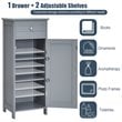 Costway Free-Standing Bathroom Floor Cabinet Storage Organizer in Gray