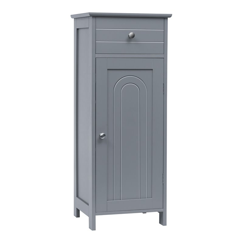Costway Free-Standing Bathroom Floor Cabinet Storage Organizer in Gray