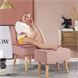 Costway Thick Padded Button Tufted Leisure Chair and Ottoman Set in Pink