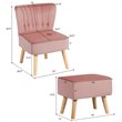 Costway Thick Padded Button Tufted Leisure Chair and Ottoman Set in Pink