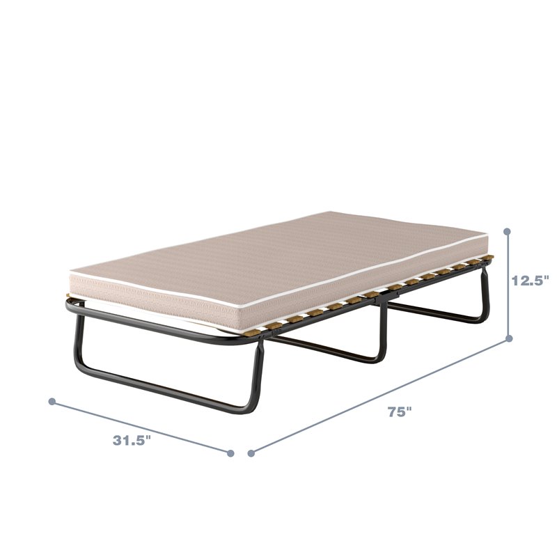 Costway Metal Guest Sleeper Folding Bed with Memory Foam Mattress in Black