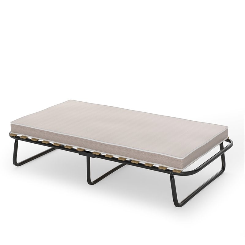 Costway Metal Guest Sleeper Folding Bed with Memory Foam Mattress in Black