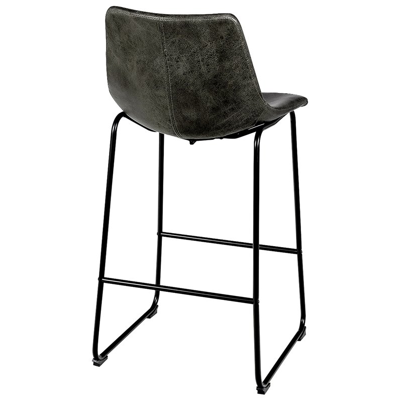 Costway Contemporary Faux Suede Bar Stool with Metal Legs in Gray (Set of 2)