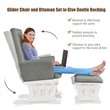 Costway Contemporary Fabric Rocking Chair Glider & Ottoman Set in Light Gray