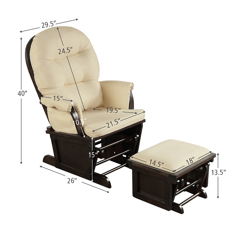 Costway Contemporary Fabric Rocking Chair Glider & Ottoman Set in Beige